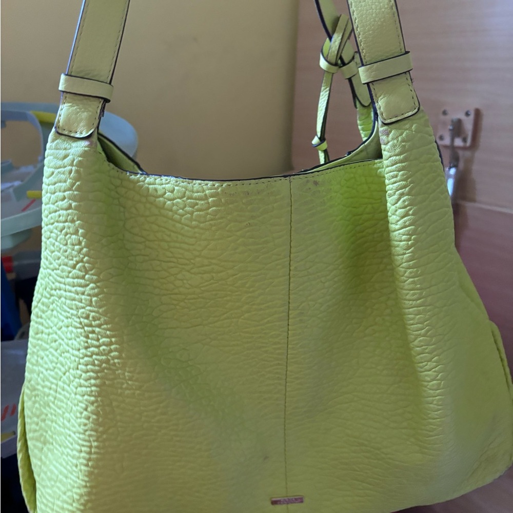 Lime Green Textured Leather Tote Bag- Vince Camuto
